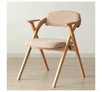 Folding Dining Chair, Cushioned Leather with Arms, Mid-Century Design, Padded Seat Backrest, Wooden Frame for Living Room, Kitchen, Office, Study