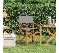 Folding Dining Chair Solid Teak Light Grey Polyester Seat 56x54x87cm UVResist