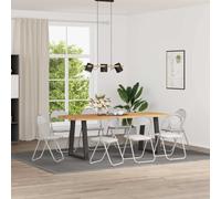 Folding Dining Chair White/Grey Faux Leather Steel 48x43.5x81cm 8pc Set Foldable