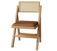 Folding Dining Chairs with Padded Rattan Seats and Wooden Frame, Foldable for Space-Saving Use in Living Rooms, Balconies, and Events
