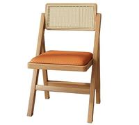 Folding Dining Chairs with Padded Rattan Seats and Wooden Frame, Foldable for Space-Saving Use in Living Rooms, Balconies, and Events