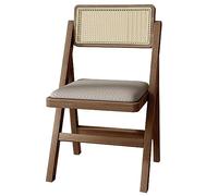 Folding Dining Chairs with Padded Rattan Seats and Wooden Frame, Foldable for Space-Saving Use in Living Rooms, Balconies, and Events