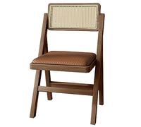 Folding Dining Chairs with Padded Rattan Seats and Wooden Frame, Foldable for Space-Saving Use in Living Rooms, Balconies, and Events