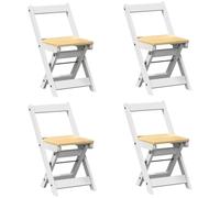 Folding Dining Room Chairs, Pack of 4, Corona White Solid Pine Folding Chair, Space-Saving with Footrest for Kitchen, Living Room, Balcony, Patio, Camping