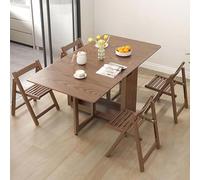 Folding Dining Set 4, Retractable Solid Wood, Space-Saving Design with Storage Drawers and Chairs, Ideal for Dining Halls, Balconies and Narrow Spaces, 85x75cm