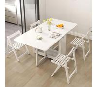 Folding Dining Set 4, Retractable Solid Wood, Space-Saving Design with Storage Drawers and Chairs, Ideal for Dining Halls, Balconies and Narrow Spaces, 85x75cm