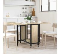 Folding Dining Table 130x80cm Sonoma Oak Engineered Wood Foldable with 6 Castors