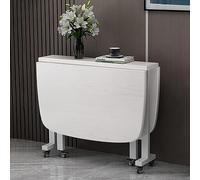 Folding Dining Table - Extendable Butterfly Table with Universal Wheels, Rectangular Drop Leaf Kitchen Table, Space Saving Gateleg Design