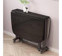 Folding Dining Table, Extendable Wood Butterfly Table with Universal Wheels, Space Saving Drop Leaf Kitchen Gateleg Table