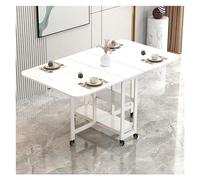 Folding Dining Table on Wheels Space-Saving Console Table for 2-6 People Pliable Kitchen Table with 2 Storage Shelves Perfect for Small Spaces (Color)