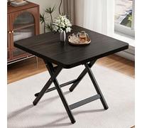 Folding Dining Table, Portable Wooden Picnic Table with Sturdy Metal Legs, Space-Saving Foldable Card Table for Dining and Kitchen Use