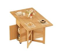 Folding Dining Table Set, Drop Leaf Table and 4 Chairs Set, Saving Spac, with Storage Drawer, Invisible storage cabinet, for Kitchen Dining Room Living Room Restaurant, 1.42m