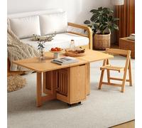 Folding Dining Table Set for 4 - Drop Leaf Butterfly Extension with Collapsible Chairs Space-Saving Design for Small Apartments & Kitchens