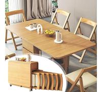 Folding Dining Table Set with 6 Chairs - Solid Wood Drop Leaf Space-Saving Extendable Design for Dining Room Balcony Restaurant - Modern and Stylish Furniture