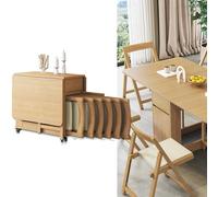 Folding Dining Table Set with 6 Chairs - Space-Saving Butterfly Design in Fruit Wood Finish for Small Dining Rooms, Balconies, and Narrow Areas