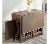 Folding Dining Table with Chairs - Mobile Butterfly Table with Wheels and Drawer for Small Spaces, Ideal for Dining Halls, Balconies, and Narrow Areas