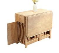 Folding Dining Table with Chairs - Mobile Butterfly Table with Wheels and Drawer for Small Spaces, Ideal for Dining Halls, Balconies, and Narrow Areas