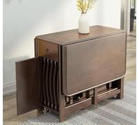 Folding Dining Table with Drawer - Mobile Butterfly Drop Leaf Table for 4 Chairs, Compact Design for Small Spaces, Space Saving Dining Set (1.4m)