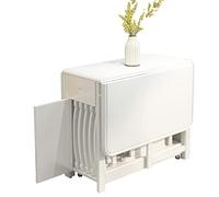 Folding Dining Table with Drawer, Space Saving Design, Stores 4 Chairs, Ideal for Small Spaces and Mobile Living