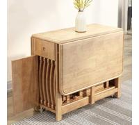 Folding Dining Table with Drop Leaf and Drawer, Space Saving Design, Includes 4 Chairs, Mobile Butterfly Style for Easy Storage