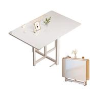 Folding Dining Table with Faux Marble Top Space-Saving Drop Leaf Design Adjustable Foot Pads & Anti-Fall Bracket Perfect for Small Living Rooms & Kitchens