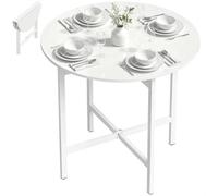 Folding Dining With Steel Frame For Small Spaces, White
