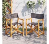 Folding Director Chair Set 2pc Dark Grey Acacia Wood 54x53.5x85.5cm PolyesterXL2