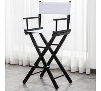Folding Director's Chair for Makeup Artists Portable Height Adjustable Stool White 75cm - Perfect for Beauty Professionals and Artists Compact and Stylish Design