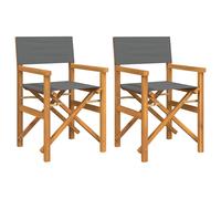 vidaXL Director Chair Brown and Beige Solid Teak Wood