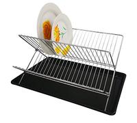 Folding Dish Drainer with Tray | Features an Expandable Two-Tier Design for Extra Capacity | Dish Drying Rack | Plate Rack and Dish Rack | Sink Drainer | Perfect Dish Draining Rack | Cutlery Drainer