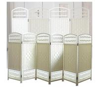 Folding Dividers Screen Rattan Woven Folding Room Divider Screen Brown White Multiple Sizes 4-6 Panels(White,80x40cm-6 panels)
