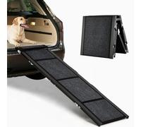Folding Dog Car Ramp, 63in Extra Long Anti-Slip Pet Ramp with 250LBS Load Capacity, Portable 4-Fold Dog Ramp for SUV, Truck, Large, Old and Injured Dogs, Protect Joints with Gentle Slope