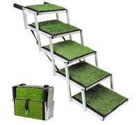 Folding Dog Ramp with Nonslip Grass Surface, Supports Up to 150 LBS, Ideal for Cars, Beds, Couches for Medium & Large Dogs