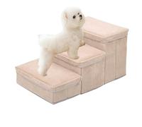 Folding Dog Stairs, 3 Steps Pet Climbing Stairs, Pet Bed Steps with Storage Compartment, Removable Pet Storage Stepper, Anti Slip Dog Ramp Climbing Stairs, Bed Ladder for Small Medium Dog Cats