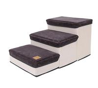 Folding Dog Stairs, 3 Steps Pet Climbing Stairs, Pet Bed Steps with Storage Compartment, Removable Pet Storage Stepper, Anti Slip Dog Ramp Climbing Stairs, Bed Ladder for Small Medium Dog Cats