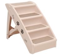 vidaXL Folding Dog Stairs Cream 62x40x49.5 cm, Cream