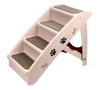 Folding Dog Steps, Constructed From Robust Plastic Material, Portable And Stable Suitable For Small Dogs And Senior Pets(Beige)