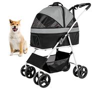 Folding Dog Stroller for Small Dogs, 3 in 1 Pet Cats Trolley, 4 Wheels Dog Stroller with Removable Carrier, Premium Pet Travel Supplies, Maximum Load: 20kg/44lbs (Black)