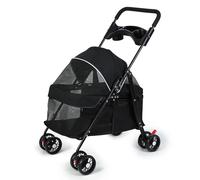 Folding Dog Stroller with 4 Wheels and Cup Holder, Dog Buggy for Medium Dogs 15kg, Portable and Lightweight Pet Strollers for Medium Small Dogs Cats