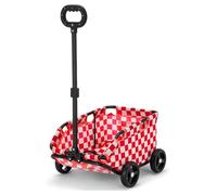 Folding Dog Trolleys Cart, Lightweight Small Pet Stroller, Pet Travel Carriage with 4 Wheels and Retractable Handle, Utility Camping Wagon Shopping Cart(Red)