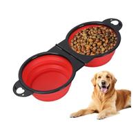 Folding Dog Water Bowl - Expandable Cat Feeder Dish with Lock Clips - Food-Grade Silicone Pet Dish for Outdoor Adventures, Walking, Hiking, Camping