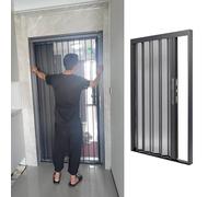 Folding Door 96 Inches Tall Accordion Door with Ventde Mesh, Aluminum Folding Sliding Door Multifold Screen Gate, Lockable Retractable Door Kit for Bedroom(28x96inch)
