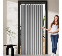 Folding Door Curtain 180 x 160 cm Blackout, Thermal, Energy Saving, Soundproof, Dividers Folding Accordion Doors for Office Bathroom Bedroom Doorway, Grey