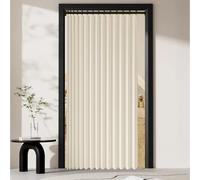 Folding Door Curtain 210 x 200 cm Thermal Noise Reducing Dim Out, Sound, Isolate Oil Smoke Pleated Folding Magnetic Door Curtains for Closet Without Bedroom Bathroom, Beige