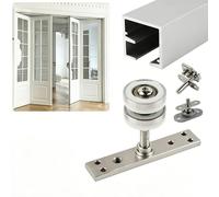 Folding Door Hardware Sliding Barn Door Track Kit, Top Mount Pocket Door System with Roller Wheels, Bi-fold Doors Guide, 6-Door One Side Open 3.3ft