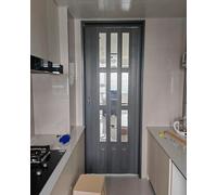 Folding Door Interior Doorway, Retractable Sliding Gate with Clear Acrylic Window, Foldable Gate Screen for Living Room and Hallway