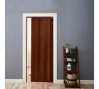 Folding Door PVC Concertina Accordion Door Quality Gloss PVC Lockable 12mm Thick (Brown)