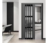 Folding Door Sliding Door Door Double Wall Profile Extra Standard Model SpaceSaving Door for Small/Big Rooms Ideal for STO Basement Hotel Store (W×H: 230×180cm)