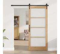 Folding Door Sliding Door Kit, Interior Door with Glass ORKDAL Brown 86 x 198.5 cm, Sliding Door Suitable for Bedrooms, Kitchens, and Bathrooms