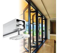 Folding Door Track Kit for Room Dividers 4 Door Sliding Hardware Set with Ground Track for Smooth Quiet Operation Ideal for Home & Office Spaces